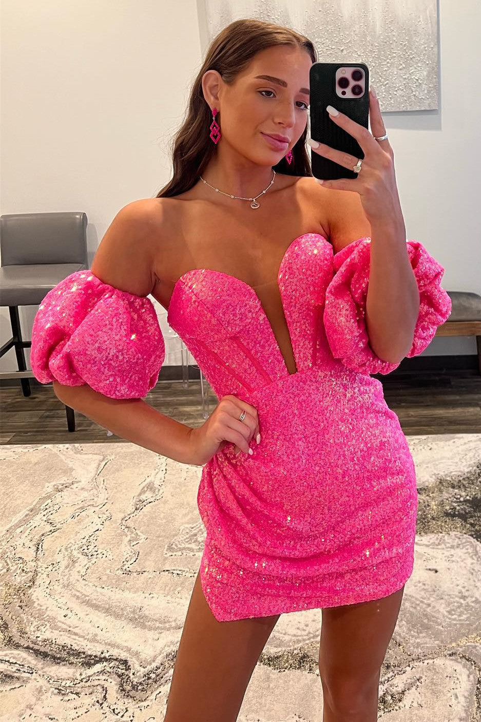 Pretty Homecoming Dress Bodycon Heart shaped Sequin Short Party Cocktail Dress
