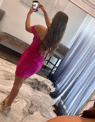 Pretty Homecoming Dress Bodycon Off the Shoulder Satin Short Party Cocktail Dress