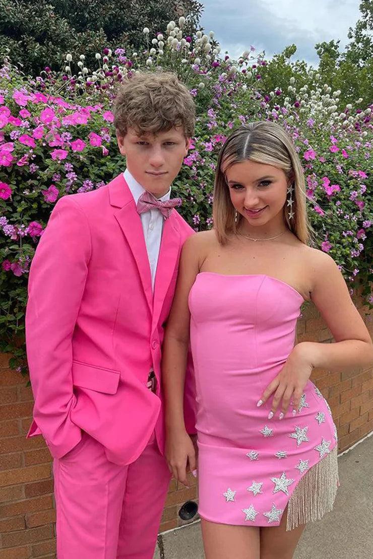 Pretty Homecoming Dress Bodycon Strapless Satin Short Party Cocktail Dress