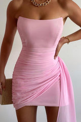 Pretty Homecoming Dress Bodycon Strapless with Drape Short Party Cocktail Dress