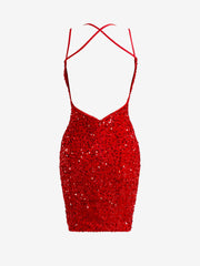 Pretty Homecoming Dress Red Bodycon with SlitShort Party Cocktail Dress