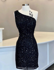 Pretty Homecoming Dress one shoulder Style Bodycon Fitting Sky Blue Short Party Cocktail Dress