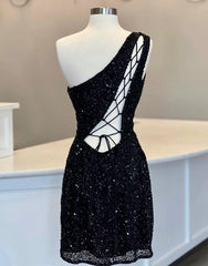 Pretty Homecoming Dress one shoulder Style Bodycon Fitting Sky Blue Short Party Cocktail Dress