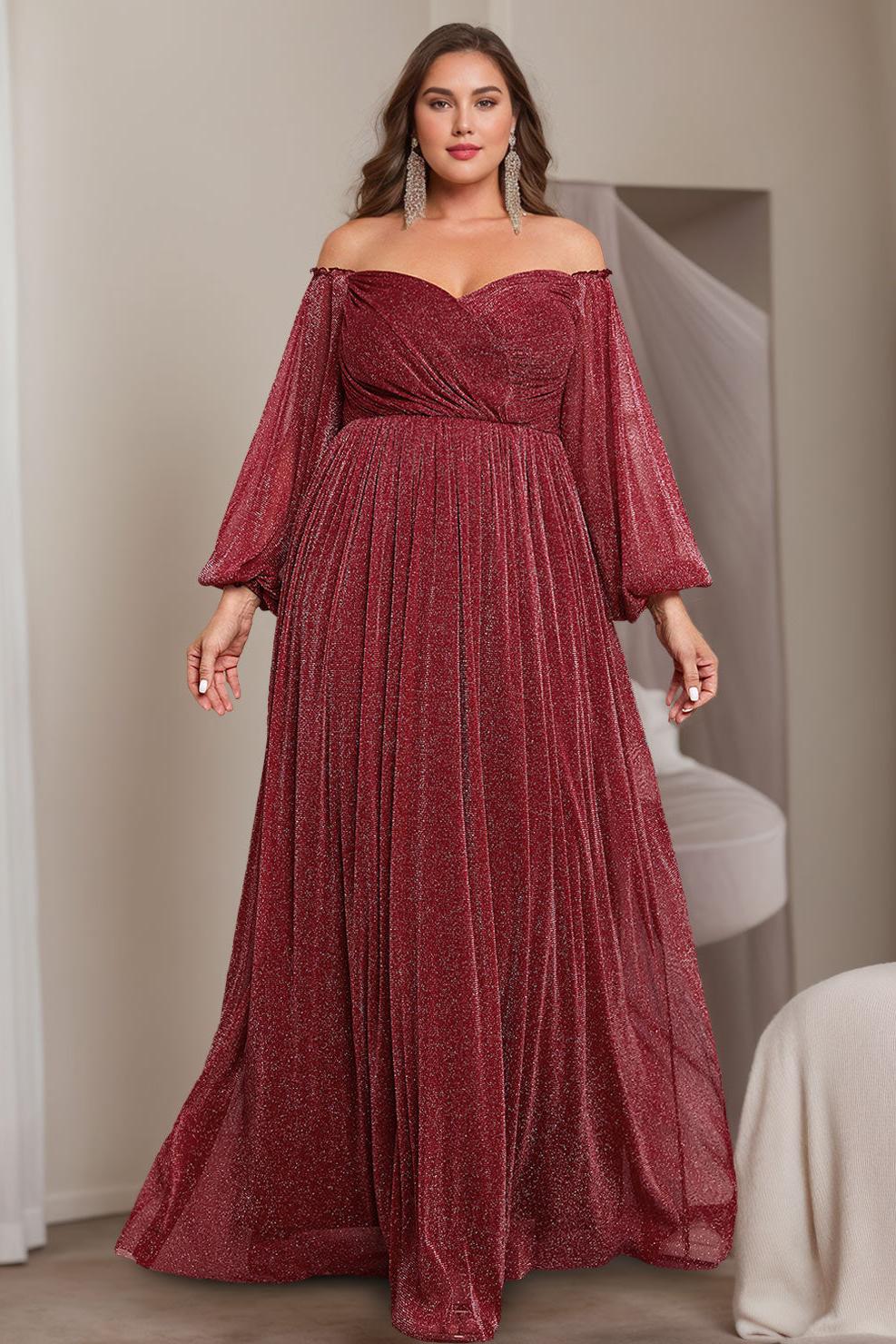 Princess A-Line Off-the-Shoulder Floor-Length Plus Size Mother of the Dressystars Princess A-Line Off-the-Shoulder Floor-Length Plus Size Mother of the Dressystars