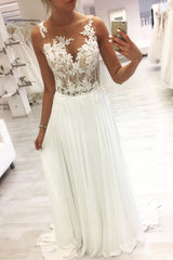 Prom Dress Ivory Crew Neck Tulle Lace Long Formal Dress Evening Dress