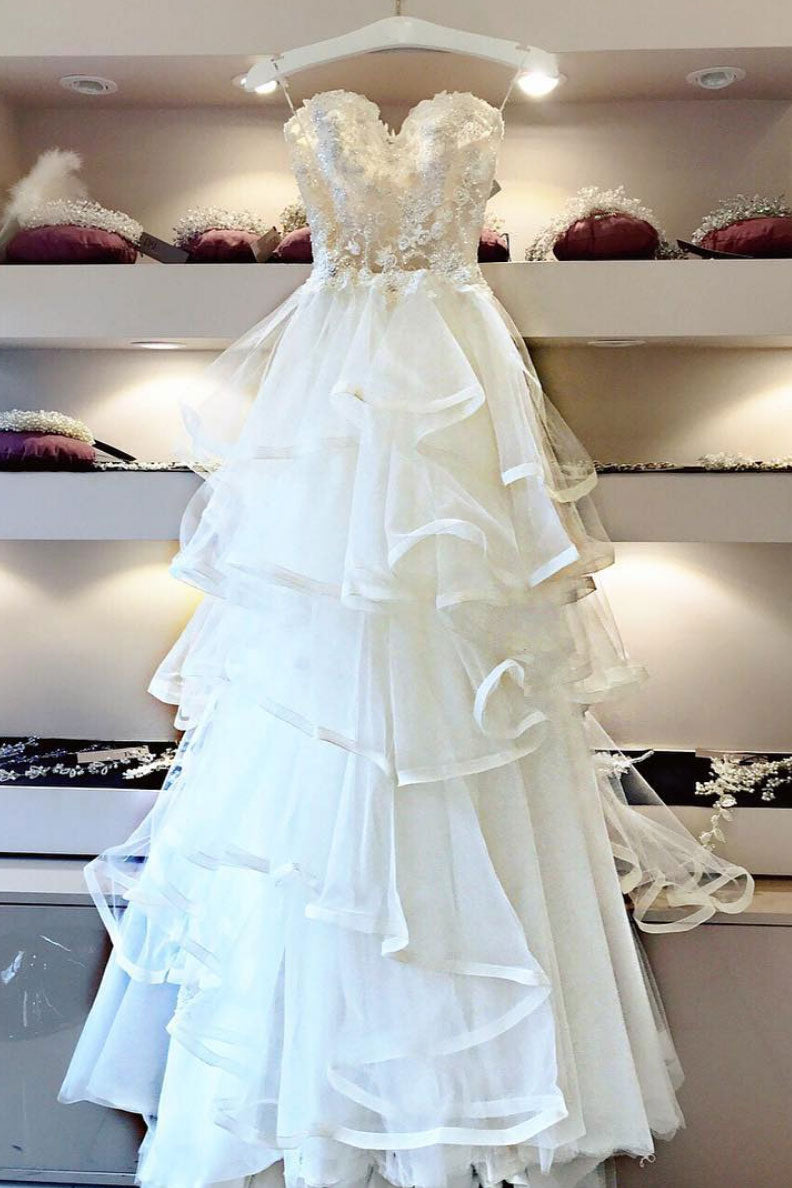 Prom Dress Ivory Sweetheart Tulle Lace Long Evening Dress