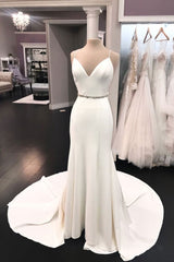 Prom Dress Ivory V Neck Long Evening Dress