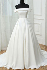 Prom Dress Simple Ivory Satin Long Evening Dress