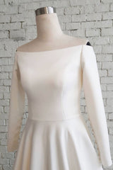 Prom Dress Simple Ivory Satin Long Evening Dress