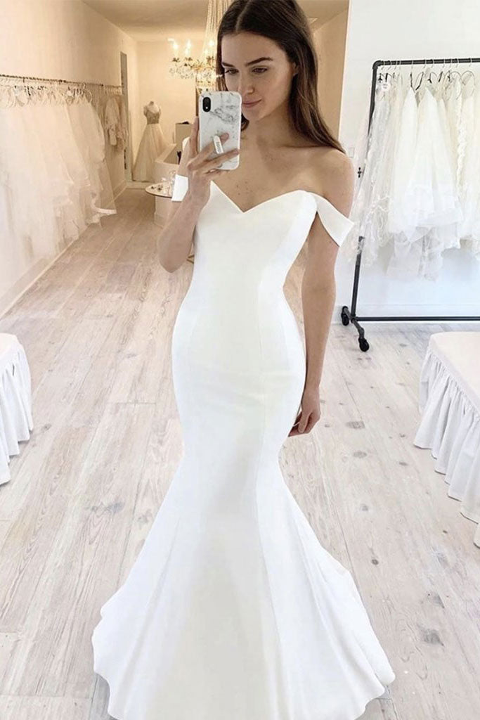 Prom Dress Simple Ivory Satin Mermaid Long Evening Dress
