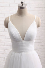 Prom Dress Simple Ivory V Neck Tulle Long Evening Dress