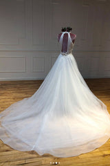 Prom Dress Unique Ivory Tulle Long Evening Dress