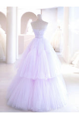 Purple Prom Dress A Line Tulle Long Formal Evening Dress