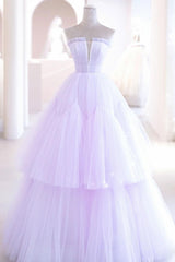 Purple Prom Dress A Line Tulle Long Formal Evening Dress