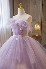 Purple Prom Dress A Line Tulle Long Prom Gown Formal Dress Evening Dress