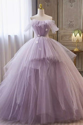 Purple Prom Dress A Line Tulle Long Prom Gown Formal Dress Evening Dress