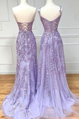 Purple Prom Dress Lace Long Graduation Dress Formal Evening Dress