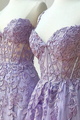 Purple Prom Dress Lace Long Graduation Dress Formal Evening Dress