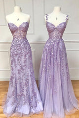 Purple Prom Dress Lace Long Graduation Dress Formal Evening Dress
