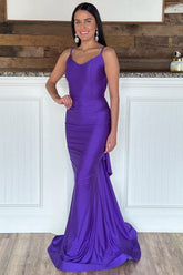 Purple Prom Dress Mermaid Long Evening Dress with Ruffles
