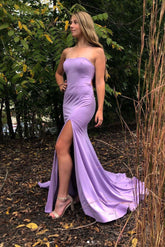 Purple Prom Dress Satin Long Formal Dress Evening Dress