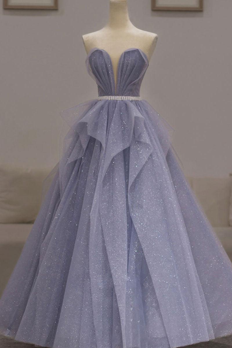 Purple Prom Dress Sweetheart Sequin Long Formal Dress Evening Dress