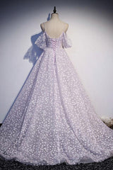 Purple Prom Dress Tulle A Line Long Formal Dress Evening Dress
