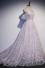 Purple Prom Dress Tulle A Line Long Formal Dress Evening Dress
