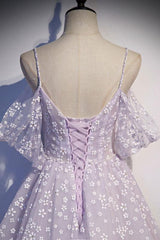 Purple Prom Dress Tulle A Line Long Formal Dress Evening Dress