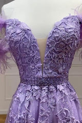 Purple Prom Dress Tulle Lace Long Formal Evening Dress
