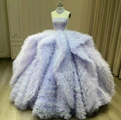 Purple Quinceanera Dress Ball Gown Strapless Lace Sweet 16 Dress
