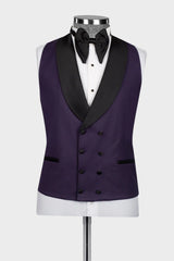 Purple Shawl Lapel 3 Piece Wedding Suit
