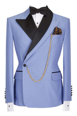 Purple Two Piece Peaked Lapel Prom Suit