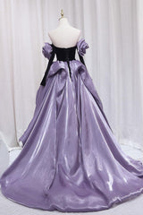 Purple/Black Prom Dress A Line Long Formal Evening Dress