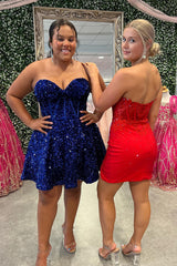 Red Homecoming Dresses Corset Sweetheart Bodycon Cocktail Dresses With Appliques