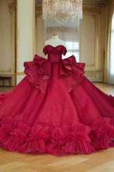 Red Off the Shoulder Quinceanera Dress Corset Ball Gown Sweet 16 Dress