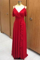 Red Prom Dress Chiffon Long Formal Gown Evening Dress