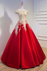 Red Prom Dress Lace Satin Long Evening Gown Evening Dress