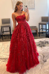 Red Prom Dress Long Evening Dress with Pockets