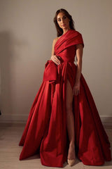 Red Prom Dress Satin Long Simple Evening Dress