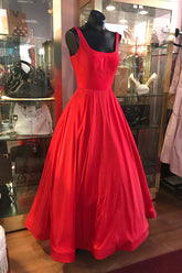 Red Prom Dress Tea Length Evening Dress