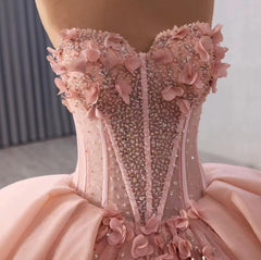Rose Pink Sweetheart Neck Quinceanera Dress Ball Gown Sweet 16 Dress