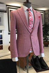 Rose Pink Two Piece Peaked Lapel Prom Suit