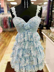 Dressystars Rosette Sequin Baby Doll Short Homecoming Party Dress