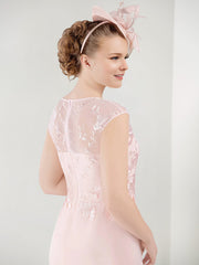 Round Neck Mother of the Bride Sheath/Column Dresses with Applique & Jacket