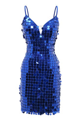 Royal Blue Homecoming Dresses Sequin Tight Short Cocktail Dresses