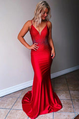 Royal Blue Prom Dress Beadings Mermaid Evening Dress