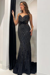 Royal Blue Prom Dress Mermaid Long Evening Dress With Sequined