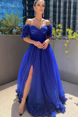 Royal Blue Prom Dress Tulle Long Evening Gown Evening Dress