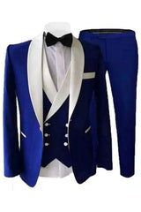 Royal Blue Three Piece Shawl Lapel Wedding Suit
